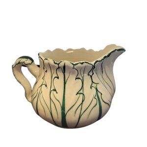 Italian Cabbage Ceramic Pitcher Hand Painted Vintage